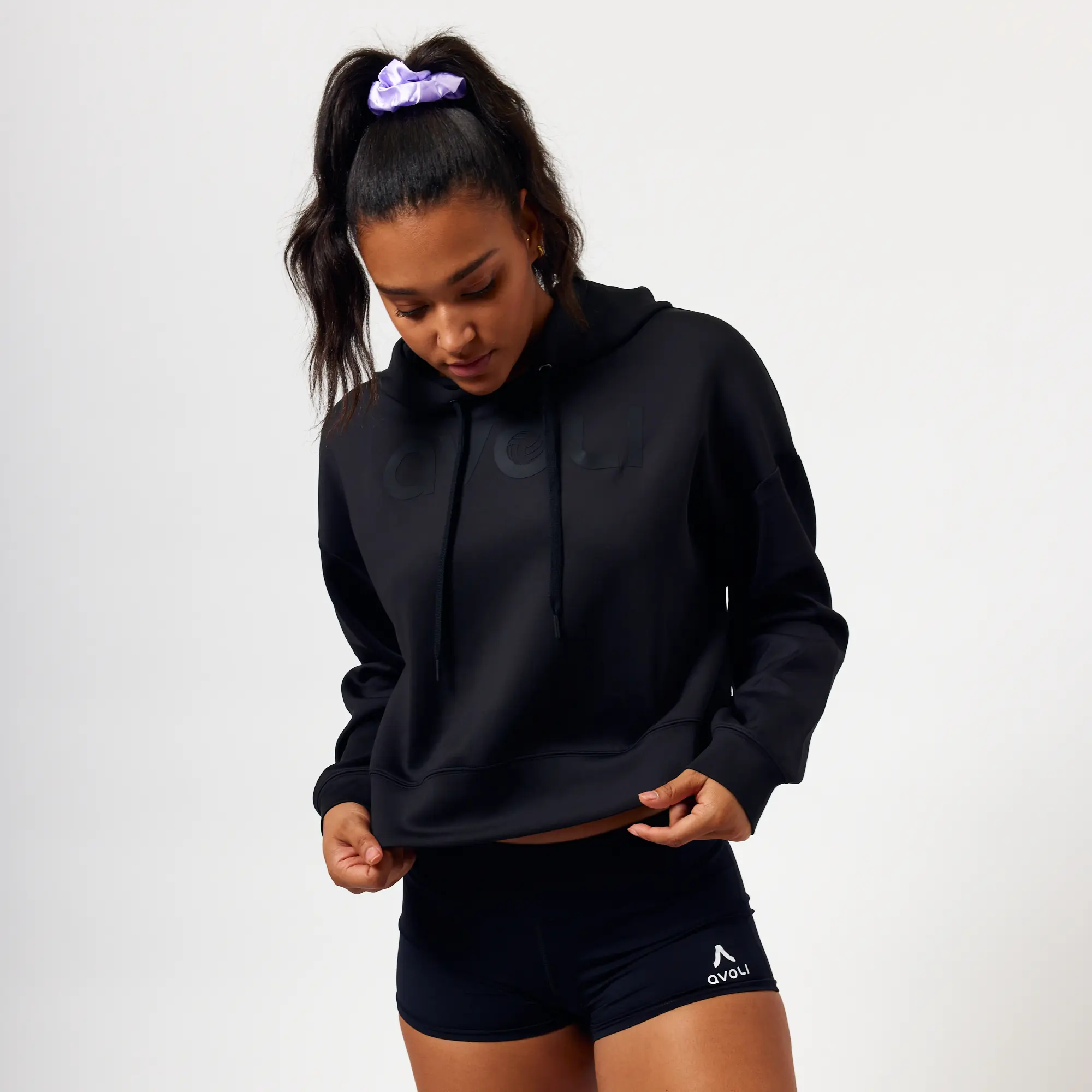 Black with Black Cropped Hoodie - Image 3