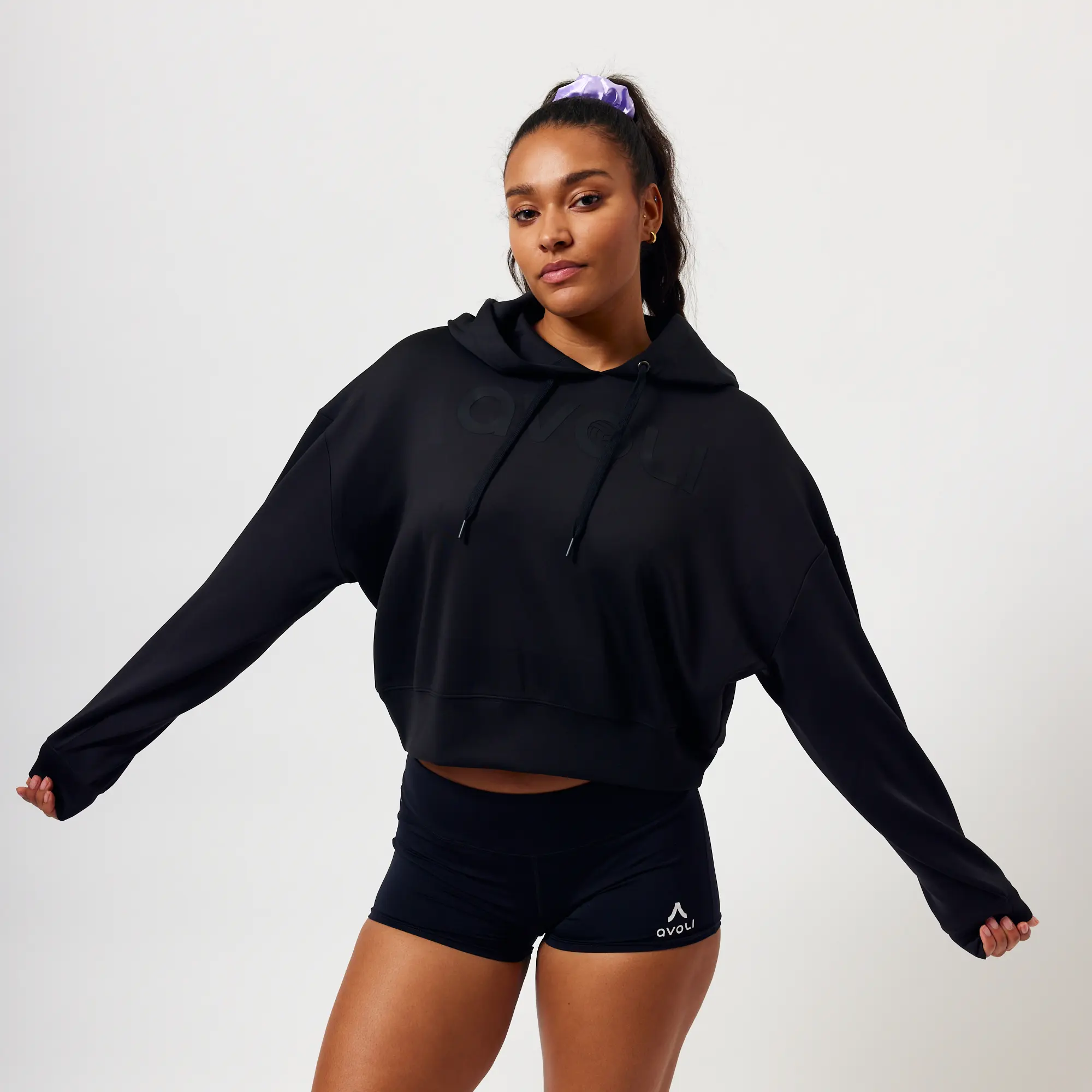 Black with Black Cropped Hoodie - Image 4