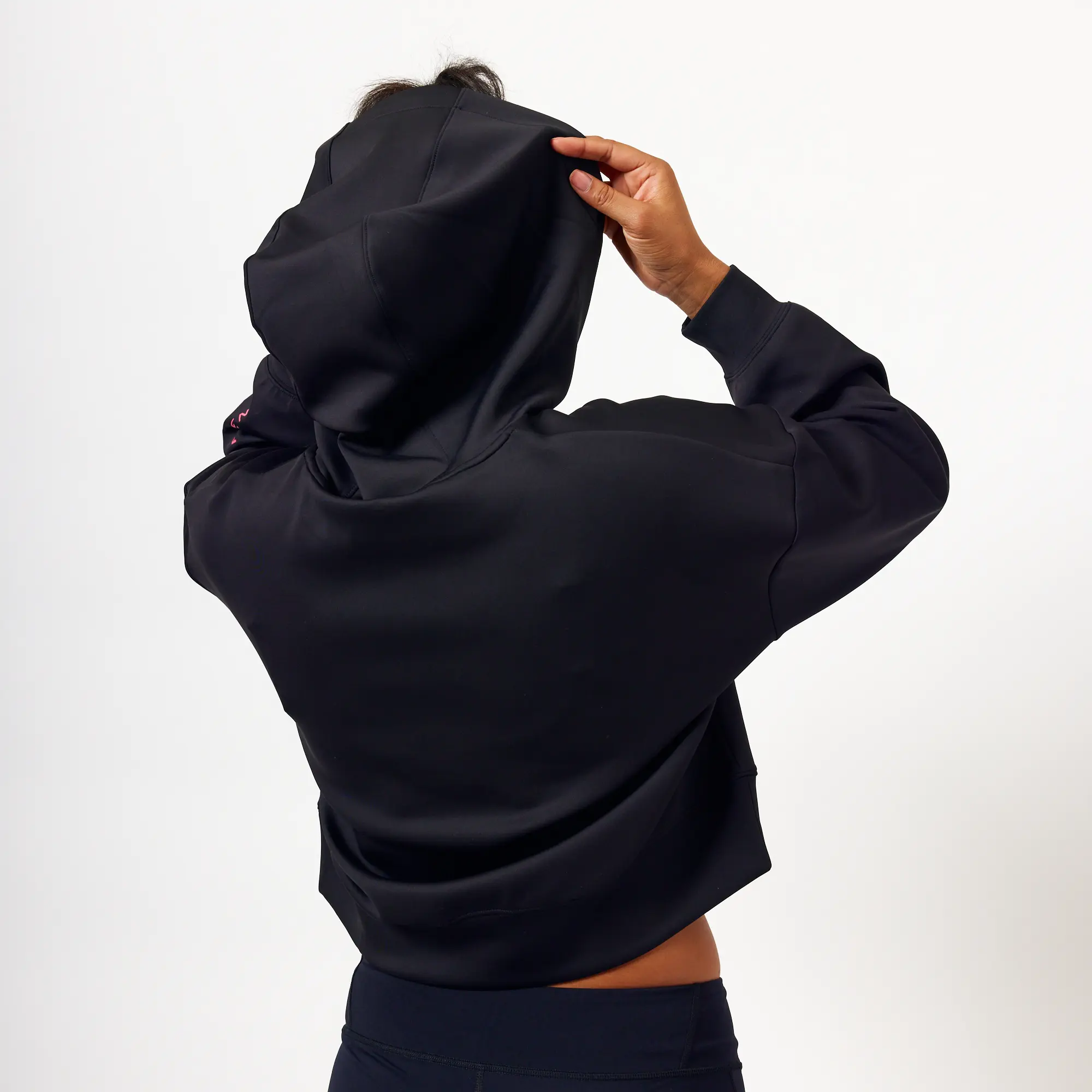 Black with Black Cropped Hoodie - Image 5